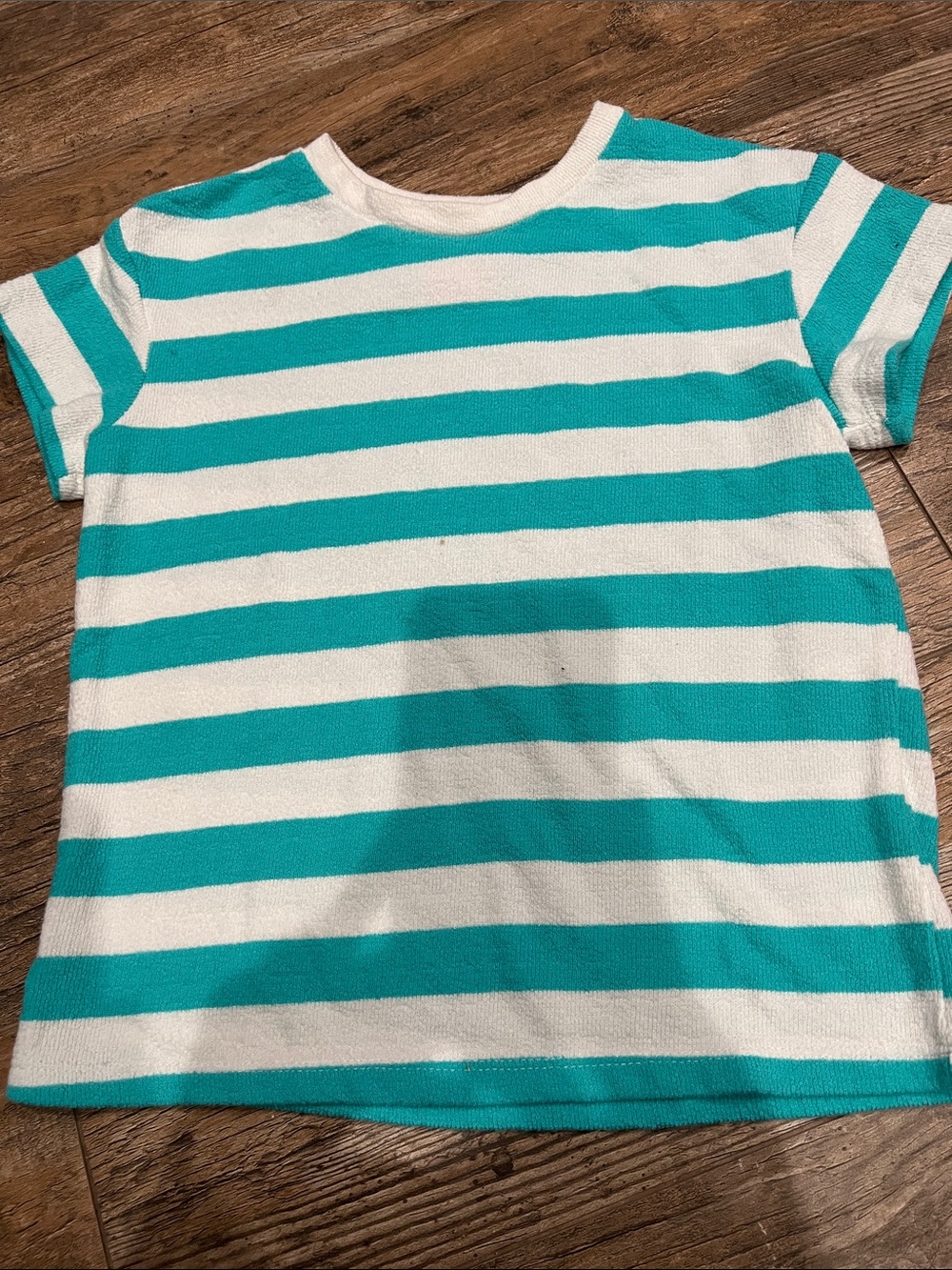 Girls Cat & Jack Teal and White Striped Short-Sleeve Tee